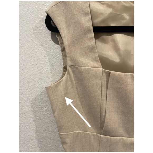 CALVIN KLEIN Camel Pleat Detailing Knee Length Sleeveless Dress - Picture 4 of 4